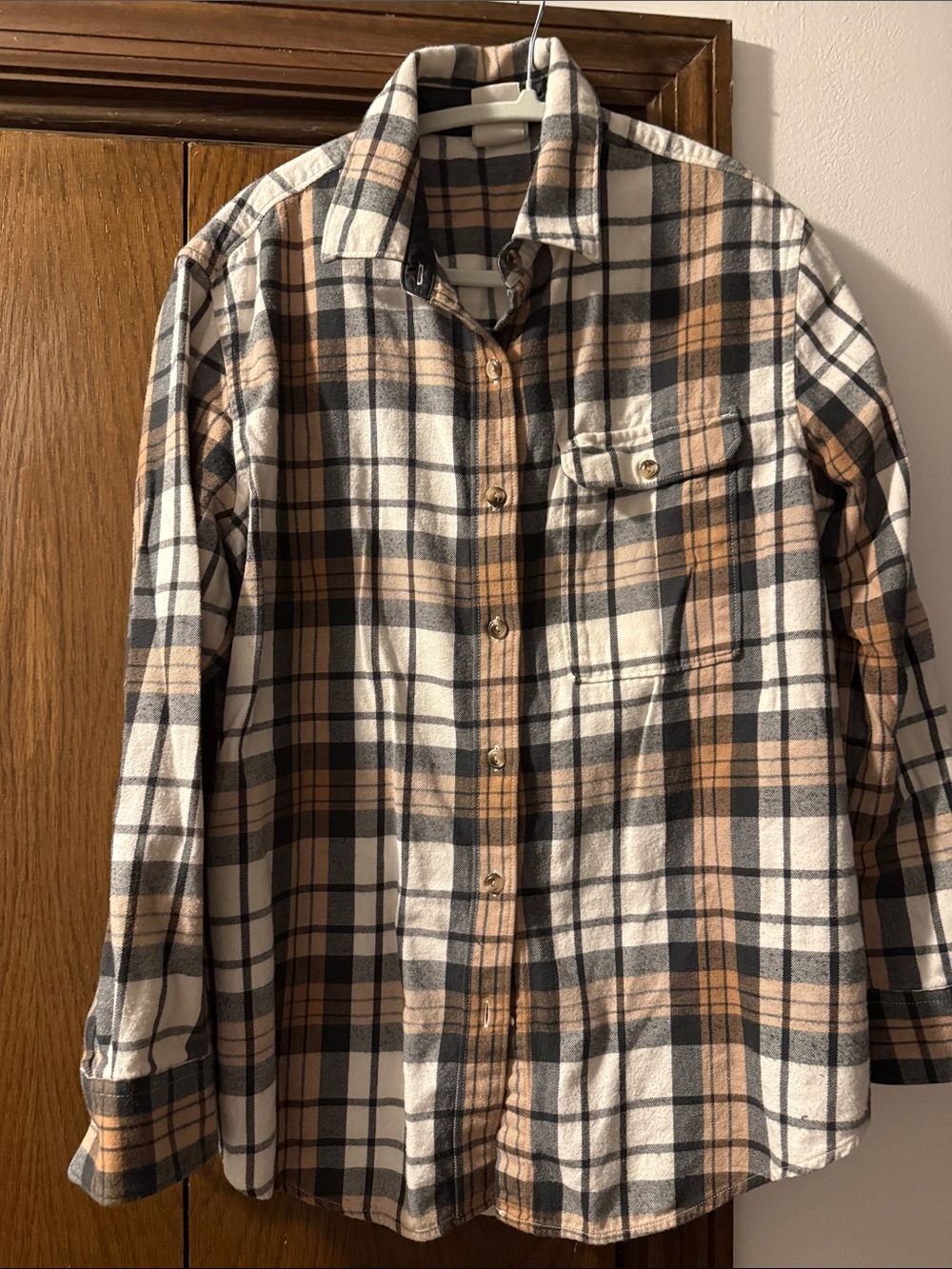 The North Face Men's Plaid Button-Down Shirt in Cream, Brown & Black - Picture 2 of 6